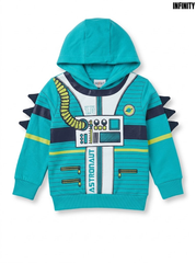 Infinity Boys Teal Blue Astronaut Space Suit Graphic Fleece Hoodie with 3D Sleeve Spikes| SM GARMENTS