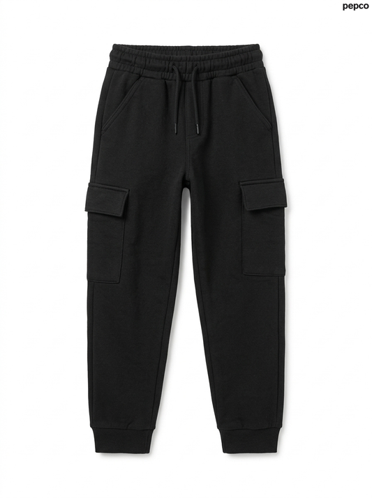 Boys Black Cargo Joggers