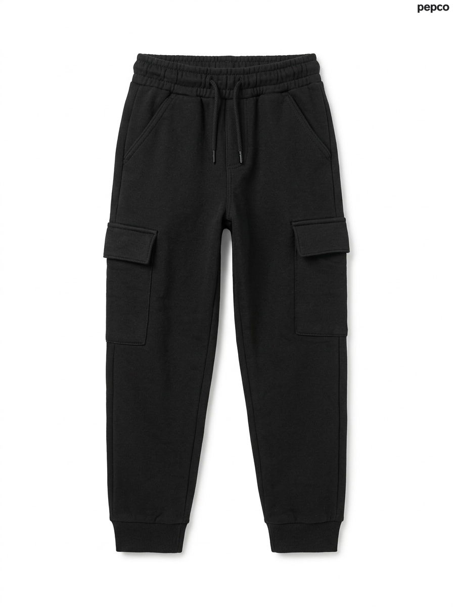 Boys Black Cargo Joggers