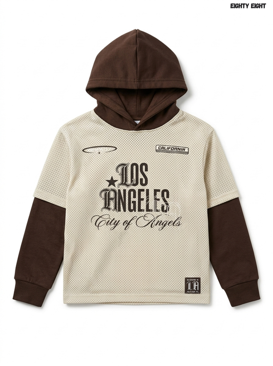 Boys' Layered Mesh Los Angeles Graphic Hoodie