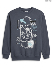 Girls Skate Board For Life Graphic Crewneck Sweatshirt