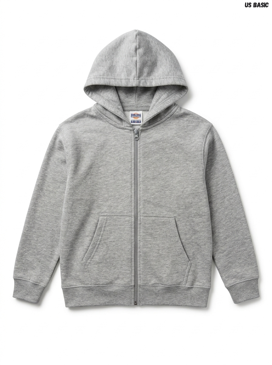 Girls Classic Grey Full-Zip Hoodie | Everyday Comfort Wear