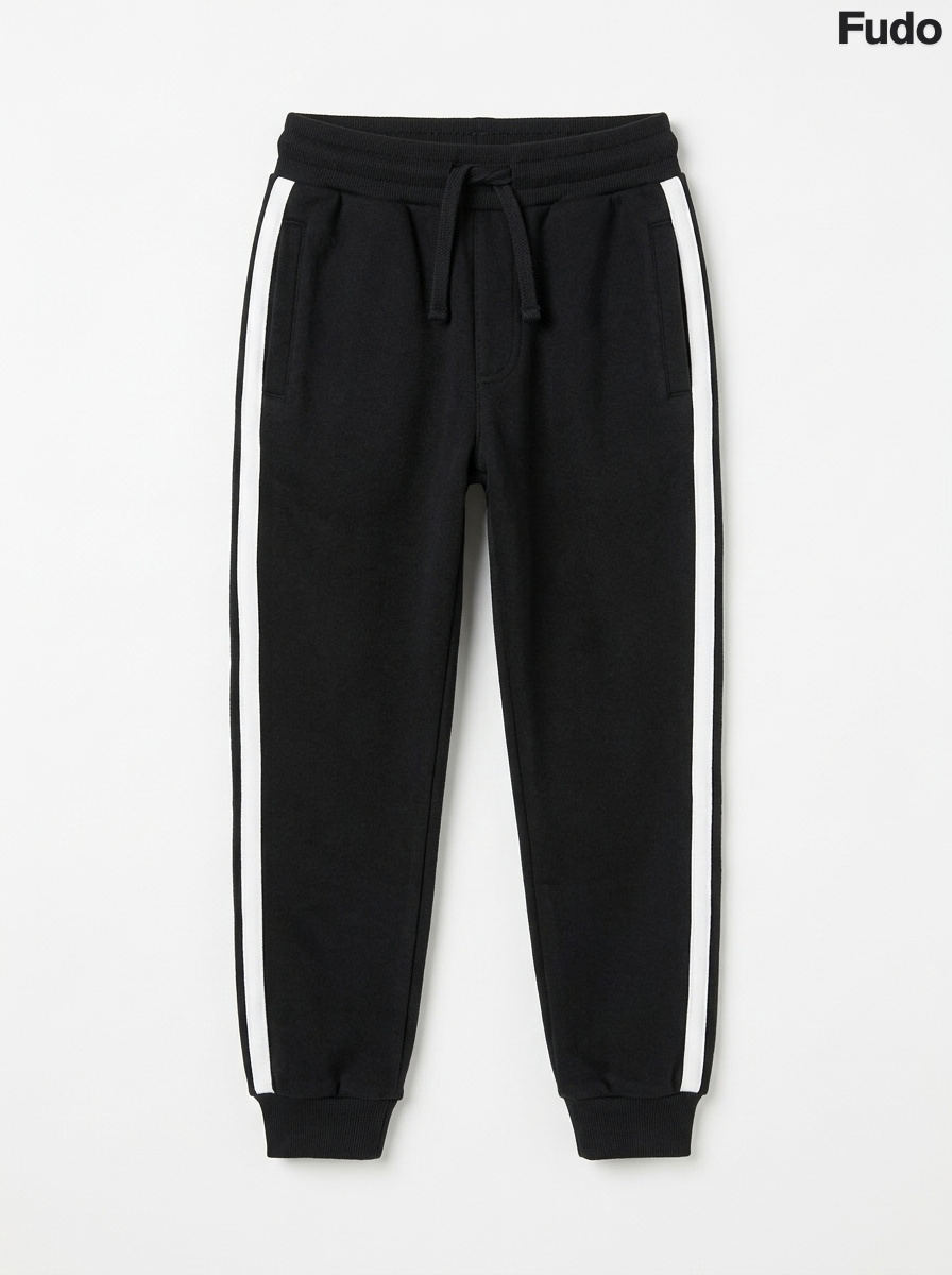 Kids' Athletic Side-Stripe Joggers - Black & White