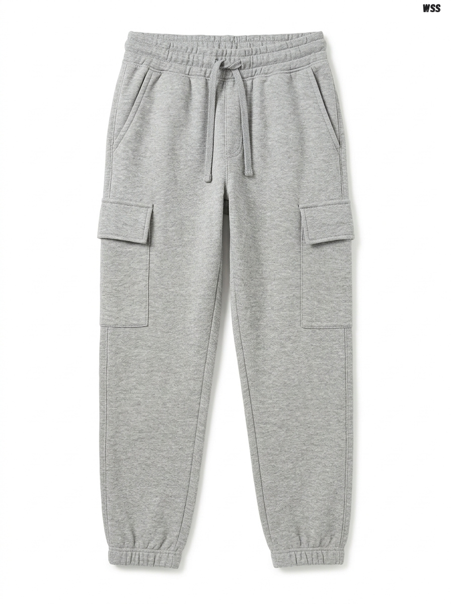 Women's Grey Cargo Sweatpants | High-Waisted Fleece Joggers