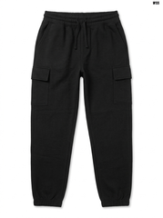 Women's Black Cargo Sweatpants | High-Waisted Fleece Joggers