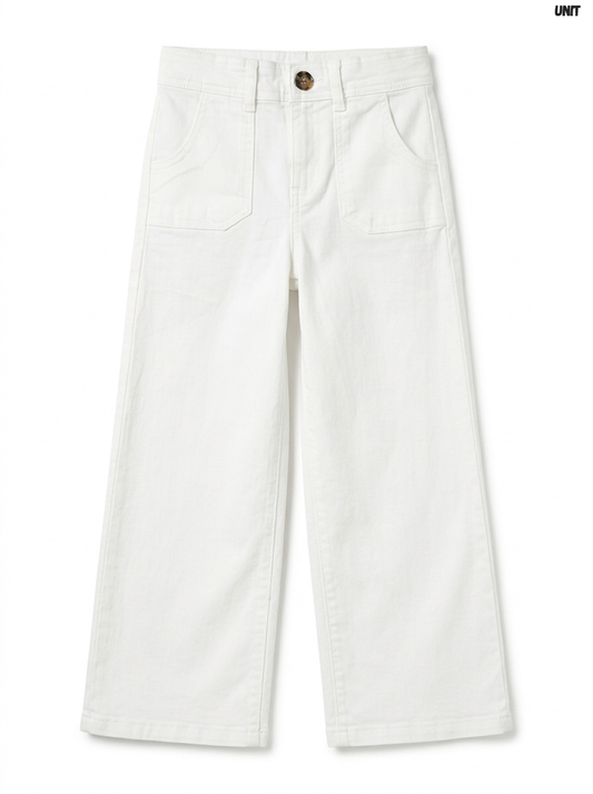 Girls' Classic White Wide-Leg Utility Pants | Trendy Everyday Wear