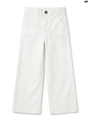 Girls' Classic White Wide-Leg Utility Pants | Trendy Everyday Wear
