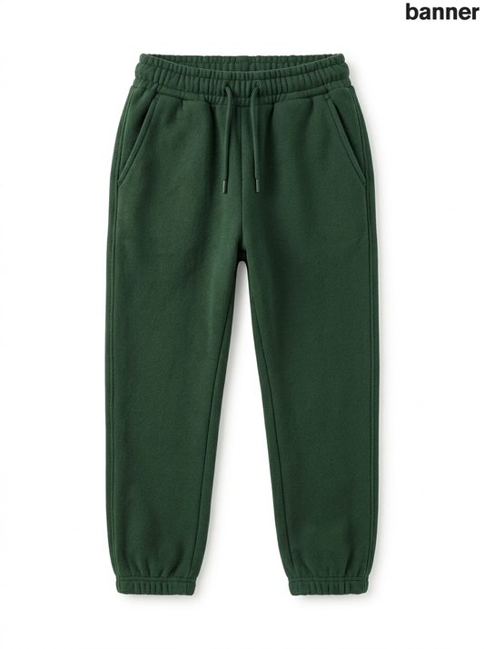 Kids' Casual Fleece Joggers - Dark Green