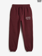 Kids Graphic Fleece Joggers - Burgundy