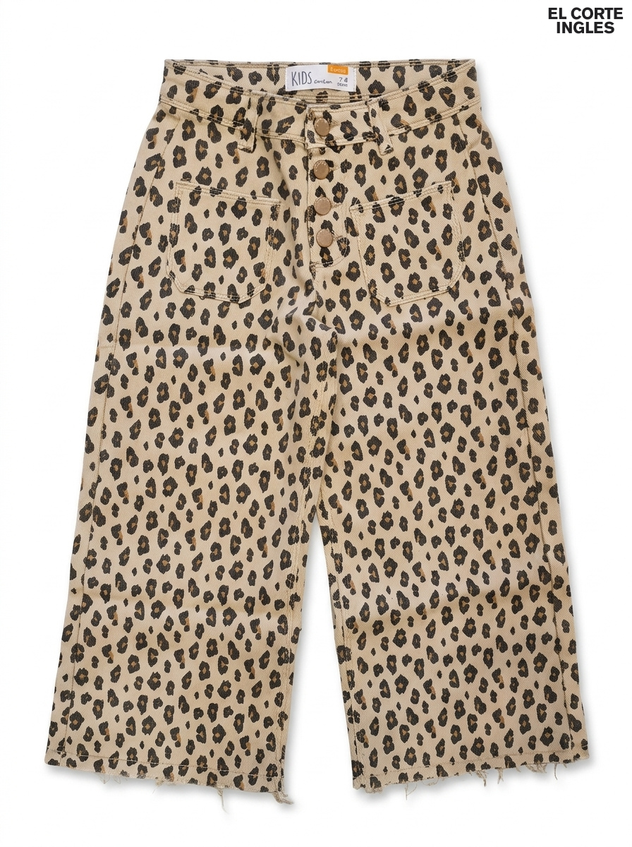 Girls' Leopard Print Wide-Leg Jeans