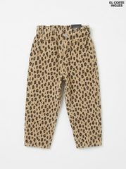 Girls Leopard Print Elastic Waist Corduroy Pants