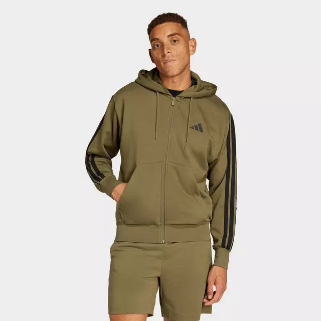 Essentials 3-Stripes Fleece Full-Zip Hoodie