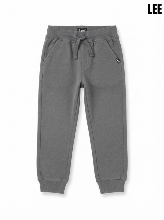 Boys' Solid Grey Casual Joggers with Drawstring Waist