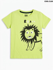 Cool Club Boys Neon Lime Green Lion ROARR Graphic ShortSleeve TShirt