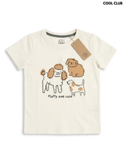 Cool Club Boys Off White Fluffy and Cute Dogs Graphic Short-Sleeve T-Shirt