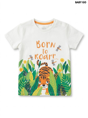 Baby Go Boys Off-White Born to ROARR Jungle Tiger Graphic Short-Sleeve T-Shirt