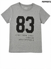 Pepperts Boys Heather Grey Athletic 83 Graphic Short-Sleeve T-Shirt