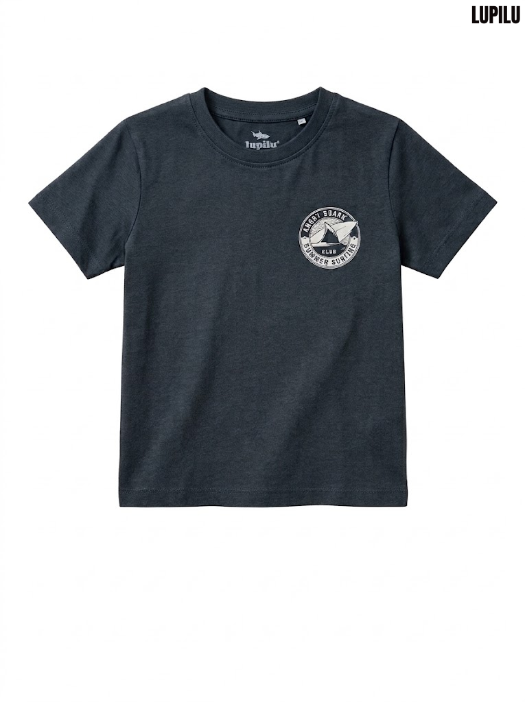 Lupilu Boys Charcoal Grey Angry Shark Summer Surfing Short-Sleeve Graphic T-Shirt| SM GARMENTS