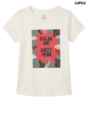 Lupilu Girls Off-White Tropical Ocean Air Salty Hair Graphic Short-Sleeve T-Shirt