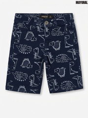 Mayoral Boys Dark Navy Blue Dinosaur Print Stretch Cotton Shorts| SM GARMENTS