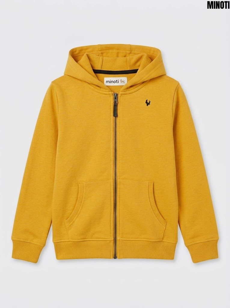 Minoti Boys Mustard Yellow Full-Zip Fleece Hoodie| SM GARMENTS