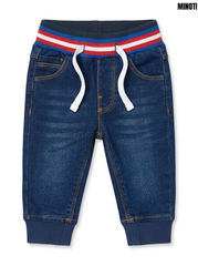 Minoti Boys Blue Denim Casual Pull-On Striped-Waist Jogger Jeans| SM GARMENTS