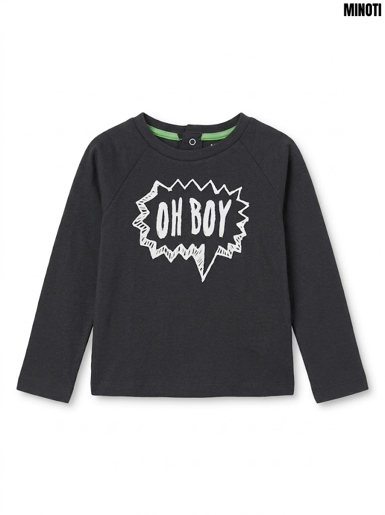 Minoti Boys Charcoal Grey Oh Boy Comic Graphic Long-Sleeve T-Shirt| SM GARMENTS