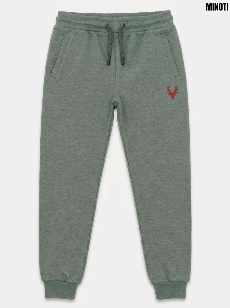 Minoti Boys Heather Green Deer Logo Casual Athletic Jogger Pants| SM GARMENTS