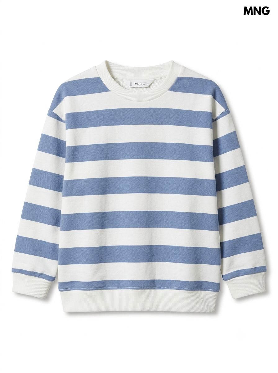 Boys' Blue and White Striped Long-Sleeve Sweatshirt