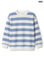 Boys' Blue and White Striped Long-Sleeve Sweatshirt