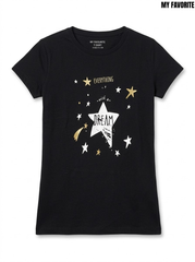 My favoriteGirls Black Everything with a Dream Celestial Graphic Short-Sleeve T-Shirt| SM GARMENTS