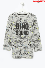 MATALAN BOYS WHITE DINO SQUAD LONG SLEEVE T-SHIRT