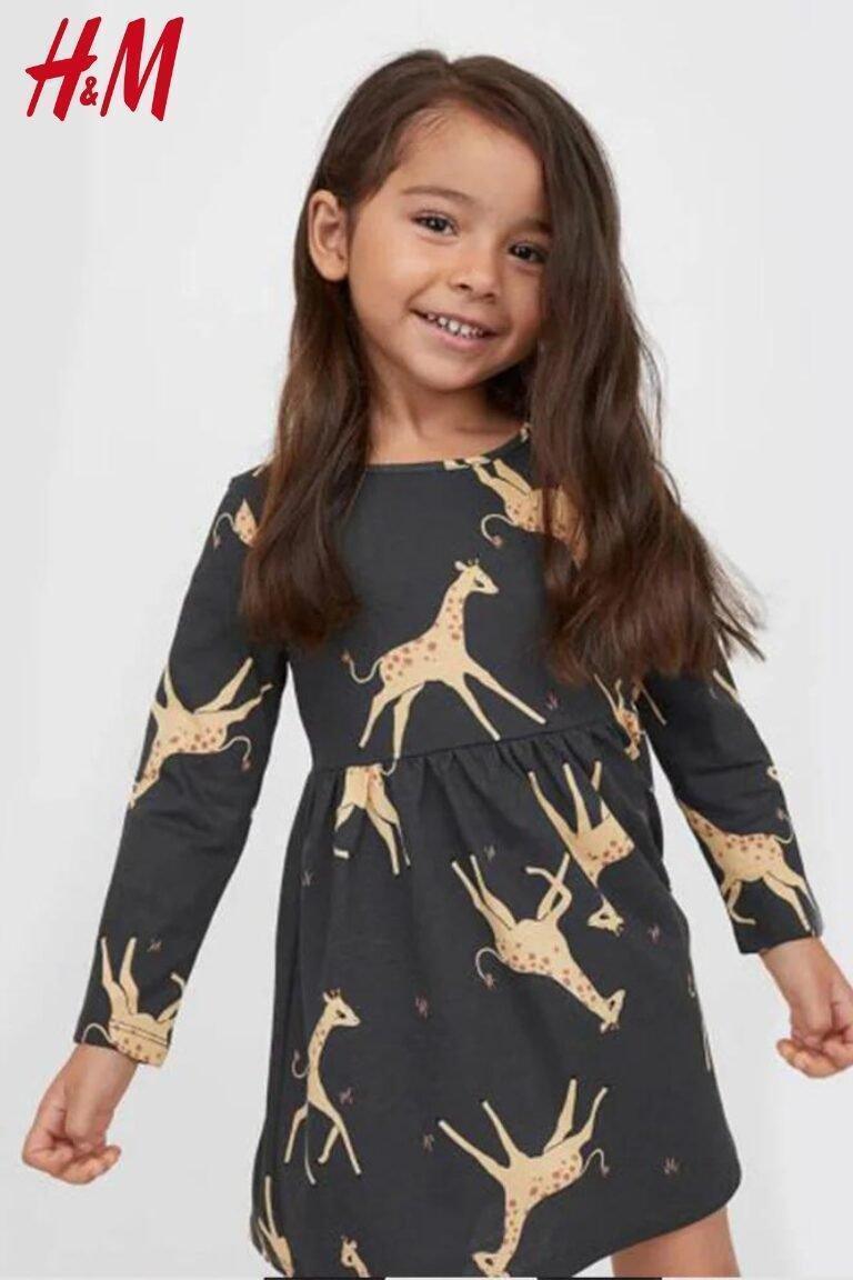 Giraffe Print Blackish Grey Frock