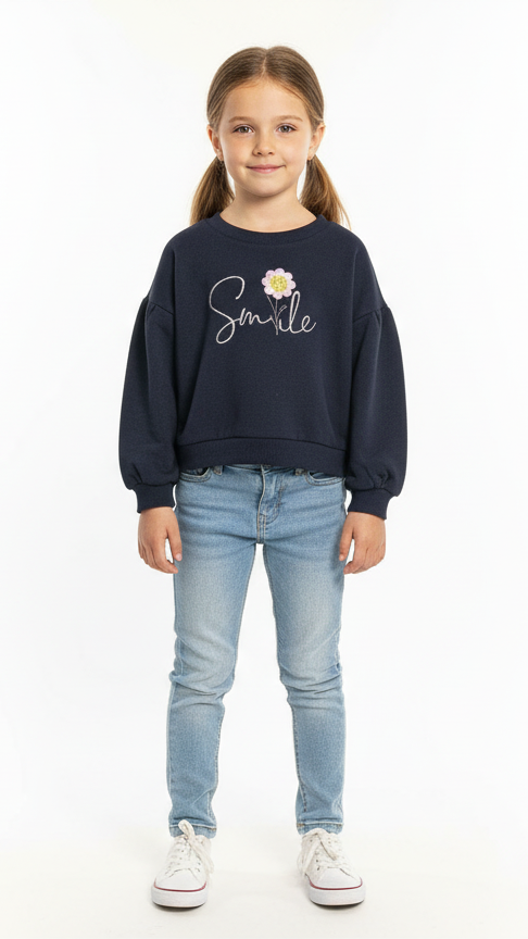 LCW Girls Navy Crop Sweatshirt