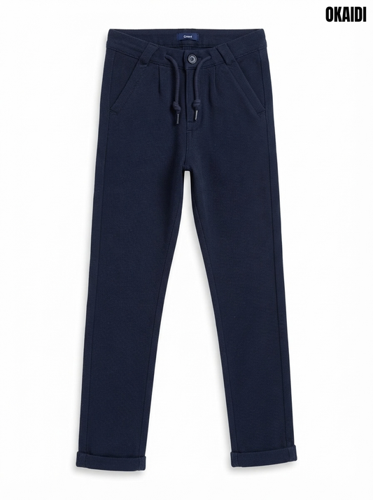 Boys' Navy Blue Casual Trousers – Smart-Casual Pull-On Pants