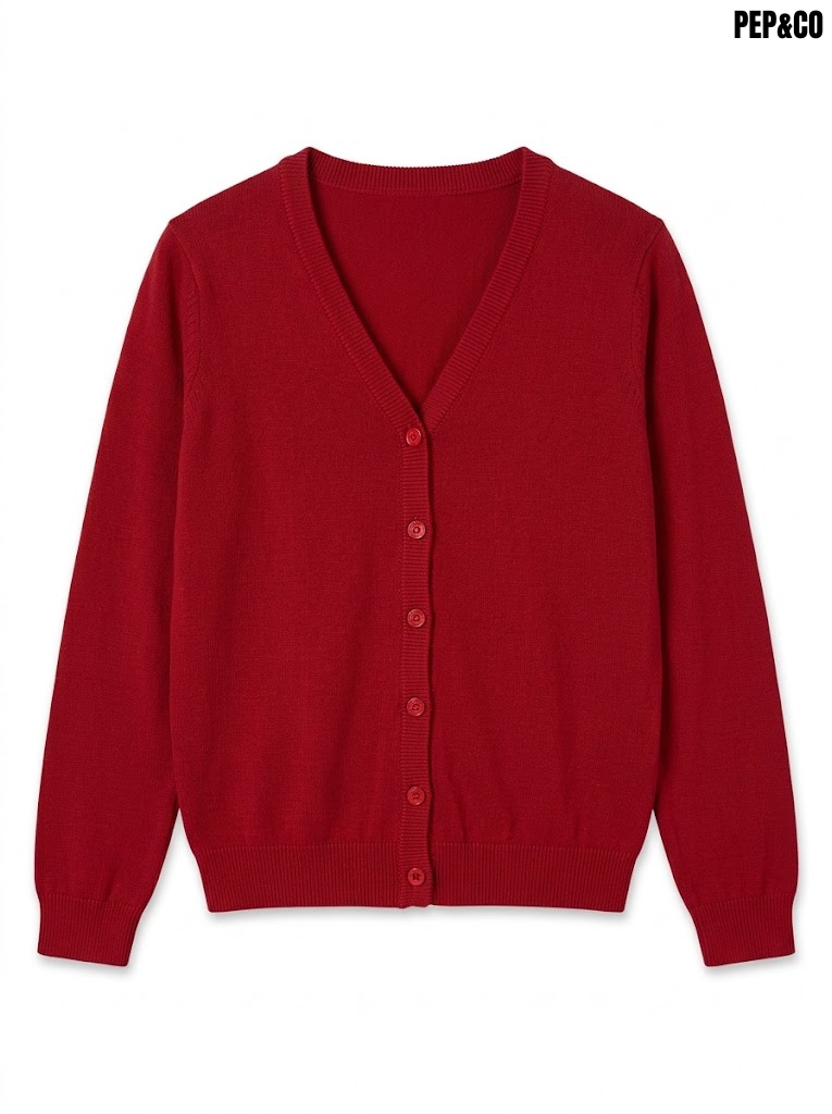Pep&co Girls Classic Red V-Neck Knit Cardigan Sweater| SM GARMENTS