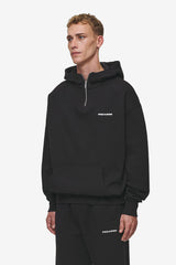 PEGADOR Mens Logo Oversized Halfzip Hoodie Washed Black