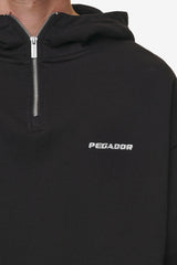 PEGADOR Mens Logo Oversized Halfzip Hoodie Washed Black