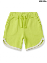 Prenatal GIRLS Bright Lime Green Contrast Trim Cotton Sweat Shorts| SM GARMENTS
