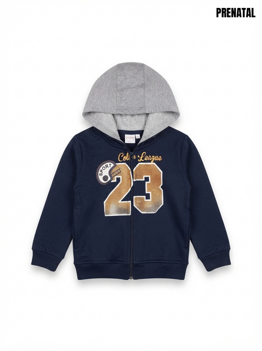 Boys' College League "23" Zip-Up Hoodie with Grey Hood