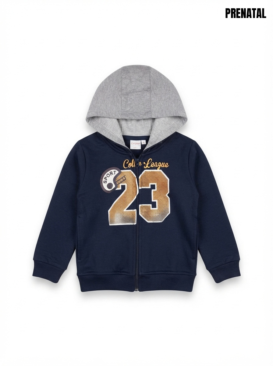 Boys' College League "23" Zip-Up Hoodie with Grey Hood