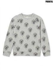 Prenatal Boys' Grey Heather Fleece Crewneck Sweatshirt with All-Over Roaring Lion Print | SM GARMENTS