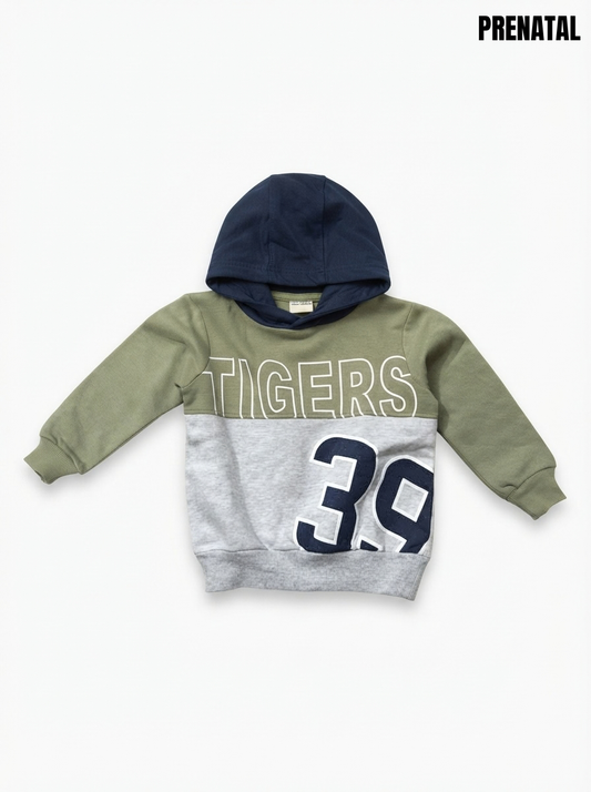 Boys' Colorblock "TIGERS 39" Graphic Hoodie with Navy Hood