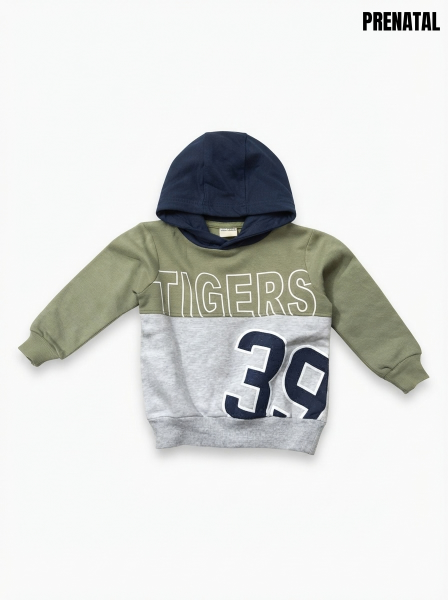 Boys' Colorblock "TIGERS 39" Graphic Hoodie with Navy Hood