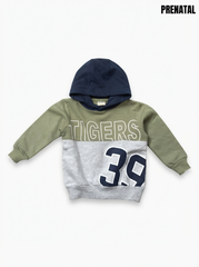 Boys' Colorblock "TIGERS 39" Graphic Hoodie with Navy Hood