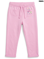 Prenatal Girls Pink Cat Graphic Casual Fleece Jogger Pants| SM GARMENTS