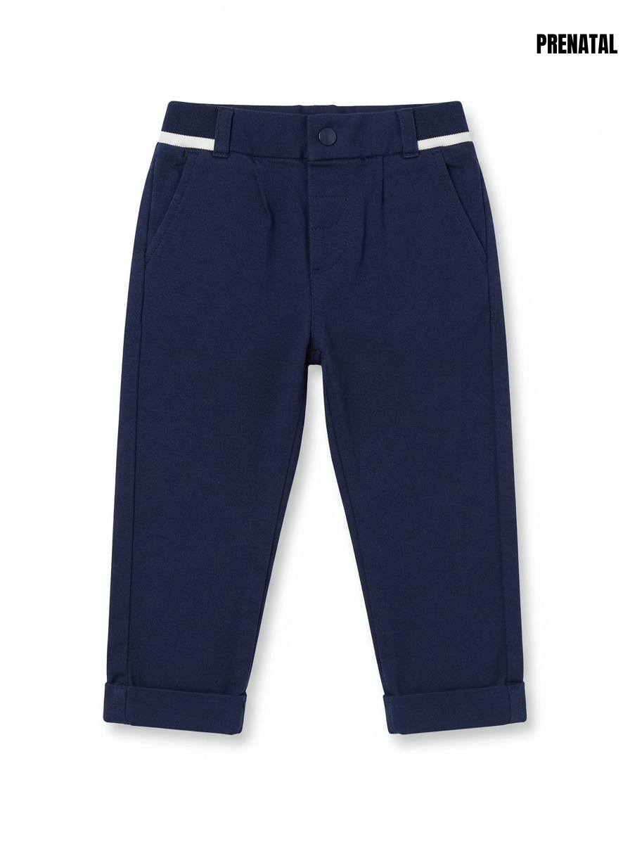 Boys Navy Blue Smart Casual Trousers with Contrast Waistband Detail