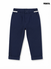 Boys Navy Blue Smart Casual Trousers with Contrast Waistband Detail