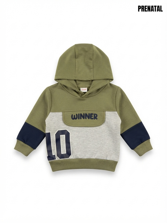 Boys' Colorblock "WINNER 10" Graphic Hoodie with Utility Pocket