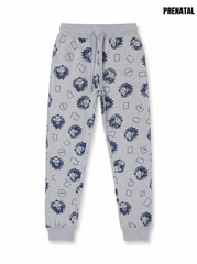 Boys' Grey All-Over Print Joggers – Casual Lion Graphic Sweatpants